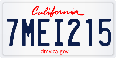 CA license plate 7MEI215