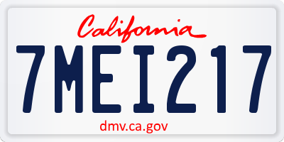 CA license plate 7MEI217