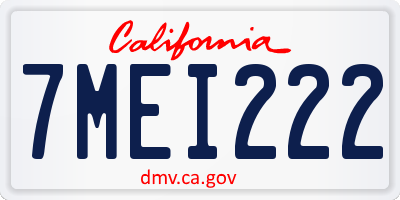 CA license plate 7MEI222