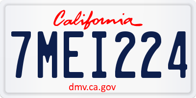 CA license plate 7MEI224