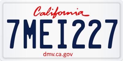 CA license plate 7MEI227