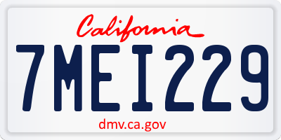 CA license plate 7MEI229