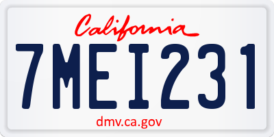 CA license plate 7MEI231