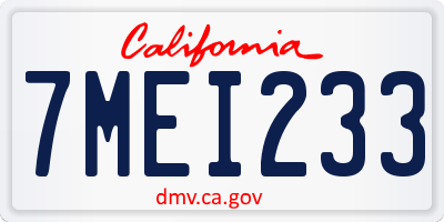CA license plate 7MEI233