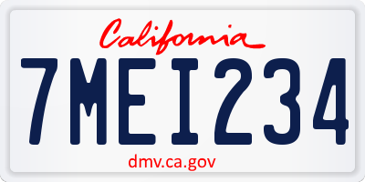 CA license plate 7MEI234