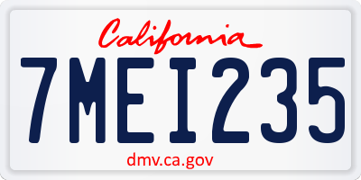 CA license plate 7MEI235