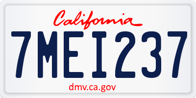 CA license plate 7MEI237