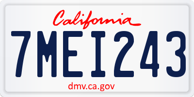 CA license plate 7MEI243