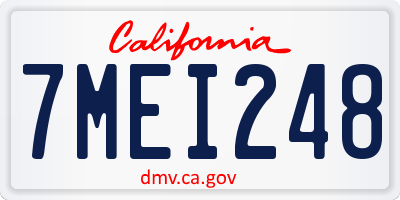 CA license plate 7MEI248