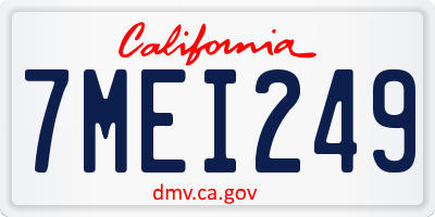 CA license plate 7MEI249