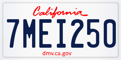 CA license plate 7MEI250