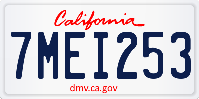 CA license plate 7MEI253