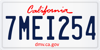 CA license plate 7MEI254
