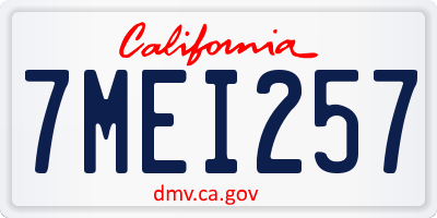 CA license plate 7MEI257