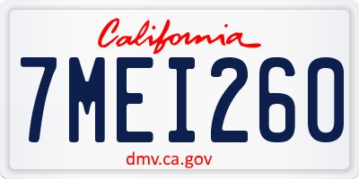 CA license plate 7MEI260