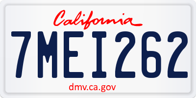 CA license plate 7MEI262