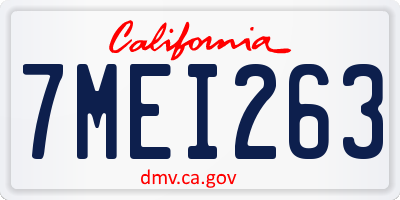 CA license plate 7MEI263