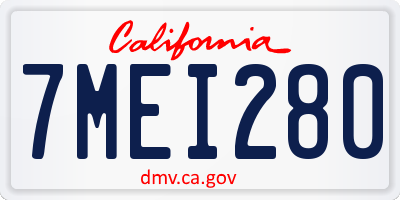 CA license plate 7MEI280