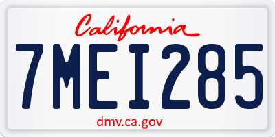 CA license plate 7MEI285