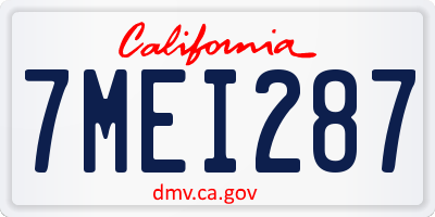 CA license plate 7MEI287