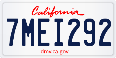 CA license plate 7MEI292