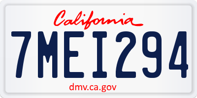 CA license plate 7MEI294