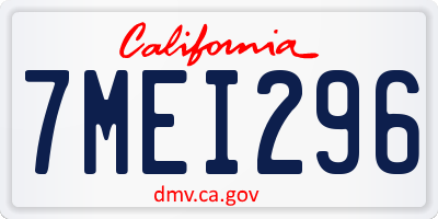 CA license plate 7MEI296