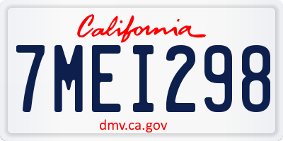 CA license plate 7MEI298