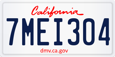 CA license plate 7MEI304