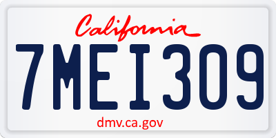 CA license plate 7MEI309