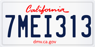 CA license plate 7MEI313