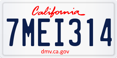 CA license plate 7MEI314