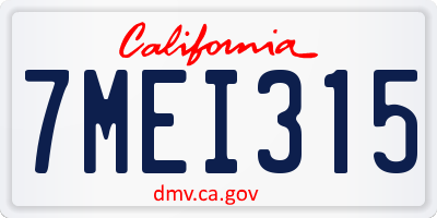 CA license plate 7MEI315