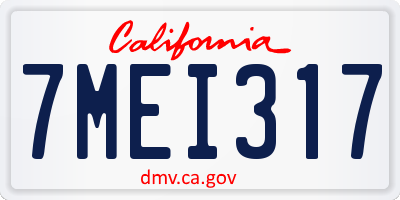 CA license plate 7MEI317