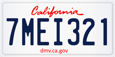 CA license plate 7MEI321