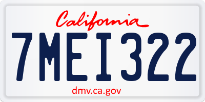 CA license plate 7MEI322