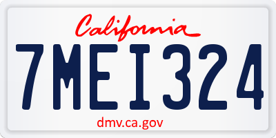 CA license plate 7MEI324