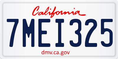 CA license plate 7MEI325