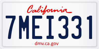 CA license plate 7MEI331
