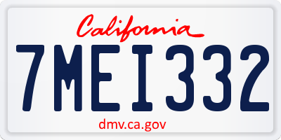 CA license plate 7MEI332