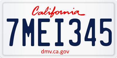 CA license plate 7MEI345
