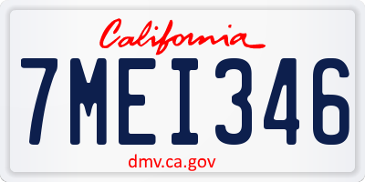 CA license plate 7MEI346