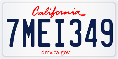 CA license plate 7MEI349