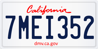 CA license plate 7MEI352