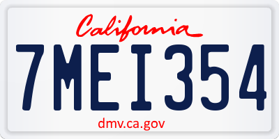 CA license plate 7MEI354