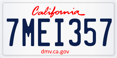 CA license plate 7MEI357