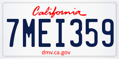 CA license plate 7MEI359