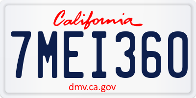 CA license plate 7MEI360