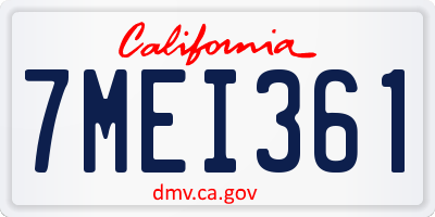 CA license plate 7MEI361