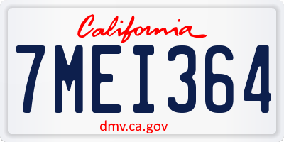 CA license plate 7MEI364